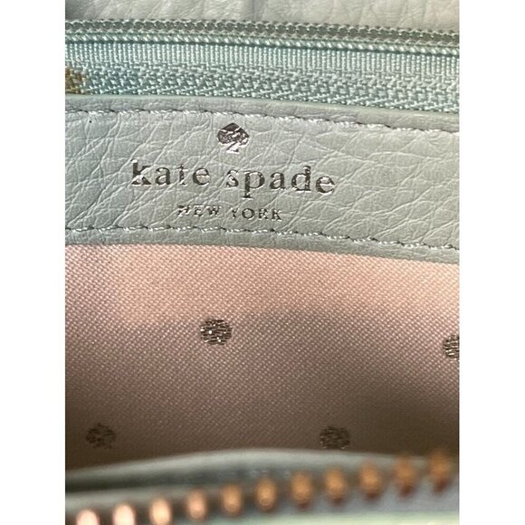 Kate Spade Wallet OS Green Leather Black Bow Zip Around Metallic Preppy Retro 80 - Picture 4 of 15